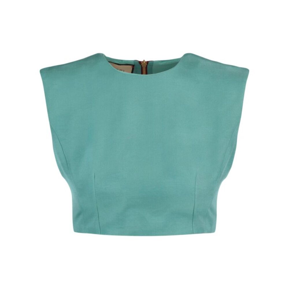 Gucci Cropped Sleeveless Top Blue Womens
